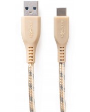 Кабел Boompods - Retro Armour, USB-A/USB-C, 1.5 m, Gold -1