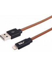 Кабел Tellur - Apple MFi, USB-A/Lightning, 1 m, кафяв -1