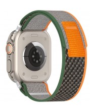 Каишка Techsuit - W039 Nylon, Apple Watch, 38/40/41 mm, зелена/оранжева
