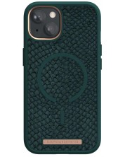Калъф Njord - Salmon Leather MagSafe, iPhone 14, зелен