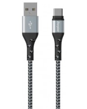 Кабел Energizer - C520CKSL, USB-A/USB-C, 2 m, сив/черен
