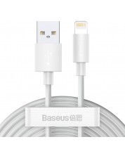 Кабел Baseus - Simple Wisdom, USB-A/Lightning, 1.5 m, бял -1