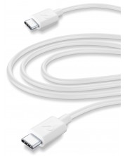 Кабел Cellularline - 6661, USB-C/USB-C, 3 m, бял -1