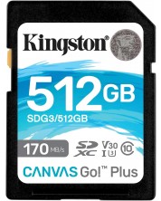 Карта памет Kingston - Canvas Go! Plus, 512GB, SDXC, Class 10 -1