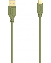 Кабел Hama - Flexi-Slim, USB-C/USB-A 2.0, 0.75m, зелен