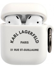 Калъф за слушалки Karl Lagerfeld - Rue St Guillaume, AirPods 1/2, бял -1