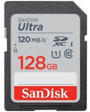 Карта памет SanDisk - Ultra, 128GB, SDXC, Class10, черна -1