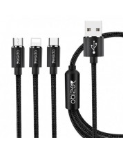 Кабел Yesido - CA-60, USB-A/USB-C/Lightning/Micro USB, 1.2 m, черен