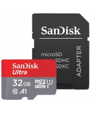 Карта памет SanDisk - 32GB, Ultra microSD, червена/сива -1