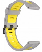 Каишка Techsuit - W002, Galaxy Watch/Huawei Watch, 22 mm, сива/жълта -1