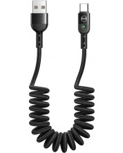 Кабел Xmart - Spiral, USB-A/USB-C, 1.8 m, черен