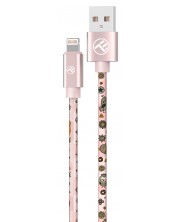 Кабел Tellur - Graffiti, USB-A/Lightning, 3A, 1 m, розов