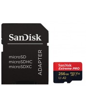 Карта памет SanDisk - Extreme PRO, 256GB, microSDXC, Class10 + адаптер -1