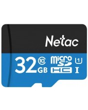 Карта памет Netac - 32GB, microSDHC, Class10, черна/синя -1