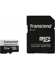 Карта памет Transcend - High Endurance, 32GB, USD350V, microSDHC UHS-I U1 + SD адаптер