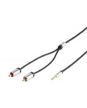 Аудио кабел Vivanco - 2x RCA/жак 3.5 mm, 1.2 m, черен