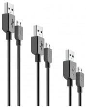 Кабели Cellularline - Multipack, USB-A/Micro USB, 0.15 m/1.2 m/2 m, черни -1