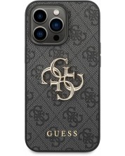 Калъф Guess - PU 4G Metal Logo, iPhone 14 Pro Max, сив