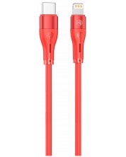 Кабел Tellur - Silicone, USB-C/Lightning, 1 m, червен -1