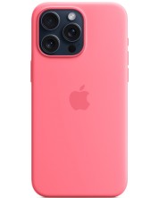 Калъф Apple - Silicone, iPhone 15 Pro Max, MagSafe, розов -1