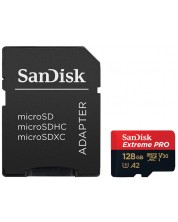 Карта памет SanDisk - Extreme PRO, 128GB, microSDXC, Class10 + адаптер