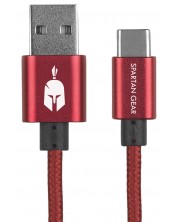 Кабел Spartan Gear - Type C USB 2.0, 2m, червен