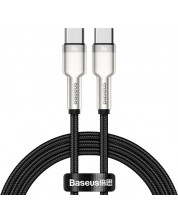 Кабел Baseus - Cafule, USB-C/USB-C, 1 m, черен/сребрист -1