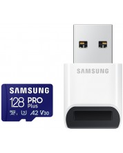 Карта памет Samsung - PRO Plus, 128GB, microSDXC, Class10 + USB четец -1