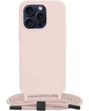Калъф Techsuit - Crossbody Lanyard, iPhone 15 Pro, розов