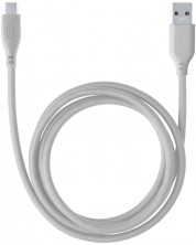 Кабел Cellularline - Soft, USB-A/USB-C, 1.2 m, сив -1