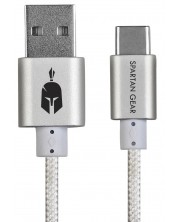 Кабел Spartan Gear - Type C USB 2.0, 2m, бял -1