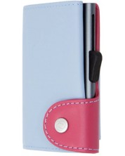 Картодържател C-Secure - портфейл и монетник, синьо и розово -1