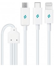 Кабел ttec - Trio, USB-A/USB-C/Lightning/Micro USB, 1.2 m, бял