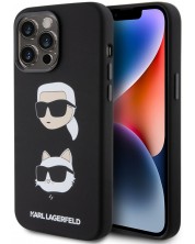 Калъф Karl Lagerfeld - Liquid Silicone Saffiano Choupette Head, iPhone 15 Pro Max, черен -1
