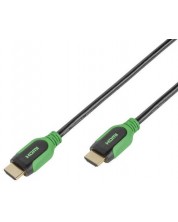 Кабел Vivanco - 42963, HDMI/HDMI с Ethernet, 0.75m, черен/зелен