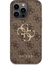 Калъф Guess - PU 4G Metal Logo, iPhone 14 Pro Max, кафяв