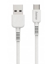 Кабел Hama - 187281, USB-A/USB-C, 1 m, бял -1