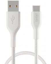 Кабел Belkin - Playa, USB-A/USB-C, braided, 1 m, бял