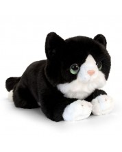 Плюшено легнало коте - Черно и бяло, 25 cm