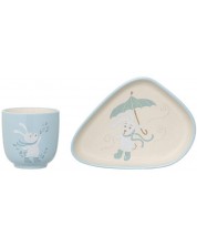 Керамичен комплект Bloomingville Bunny - Чаша и чиния, сини -1
