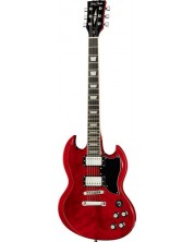 Електрическа китара Harley Benton - DC-580 CH Vintage, червена -1