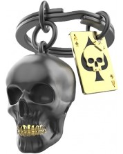 Ключодържател Metalmorphose - Black Skull with playing card -1