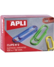 Кламери Apli - микс цветове, 32 mm, 100 броя -1