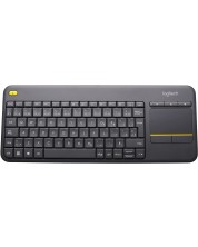 Клавиатура Logitech - K400 Plus Touch, безжична, черна -1