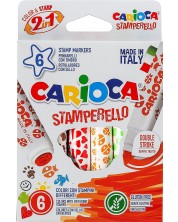 Комплект маркери Carioca Stamperello - 6 цвята, с печати
