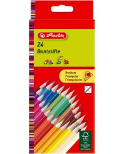 Комплект цветни триъгълни моливи Herlitz - 24 броя 