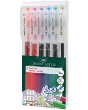 Комплект автоматични ролери Faber-Castell Fast Gel - 0.7 mm, 6 цвята -1