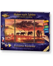 Комплект за рисуване по номера Schipper - Слоновете на Африка