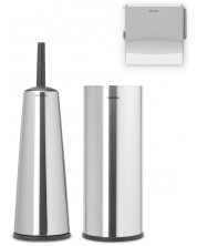 Комплект от 3 аксесоара за тоалетна Brabantia - ReNew, Matt Steel -1