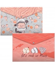Комплект папки с копче Erich Krause - Martian Girl, A4, 4 броя